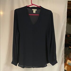 Adrienne Vittadini Midnight Blue V-Neck Blouse